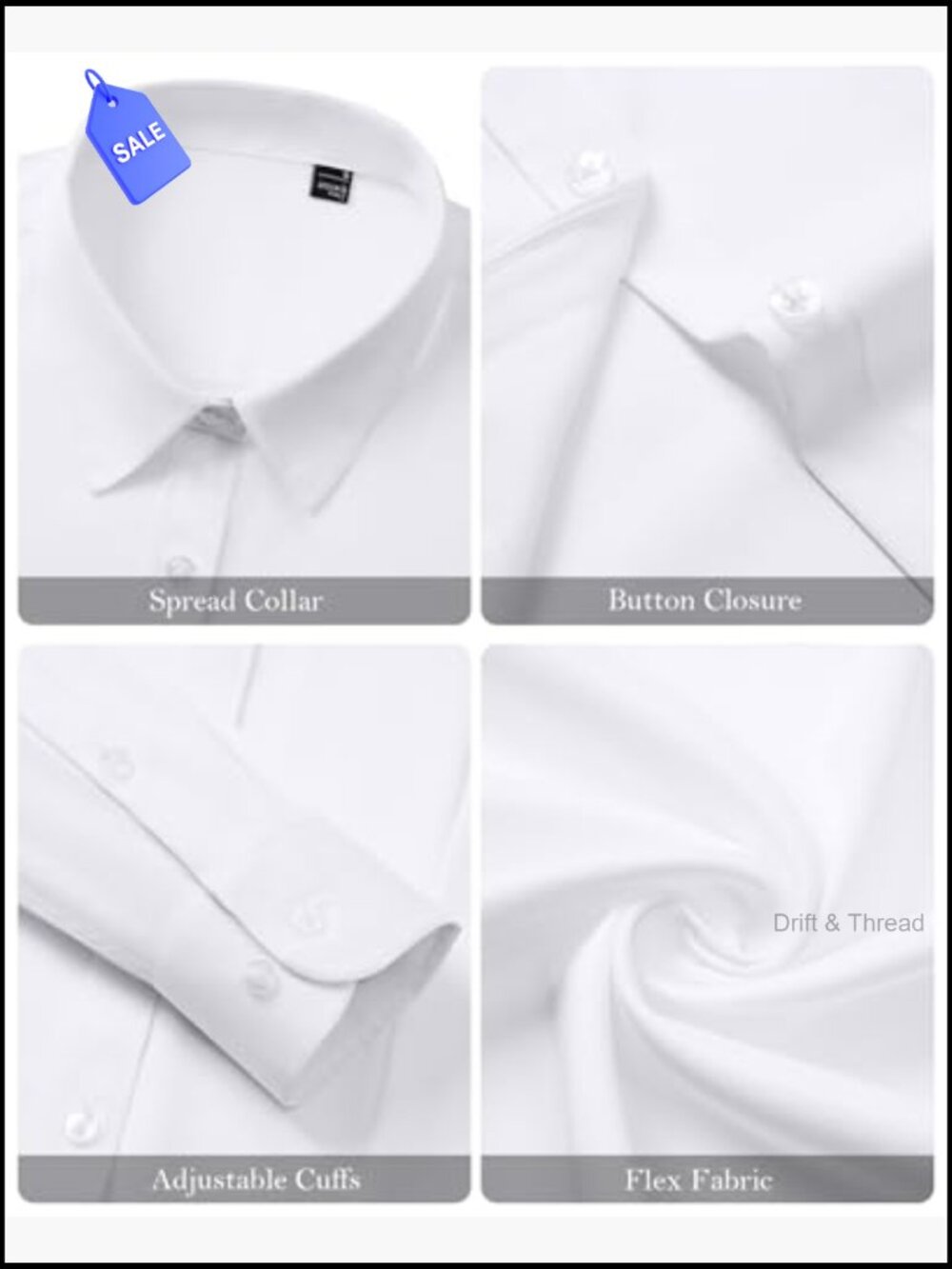 Wrinkle Free Button Down Shirt Classic Fit Long Sleeve Blouse Work - Picture 4 of 7